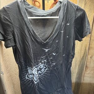 Fox Charcoal Graphic V-Neck Tee